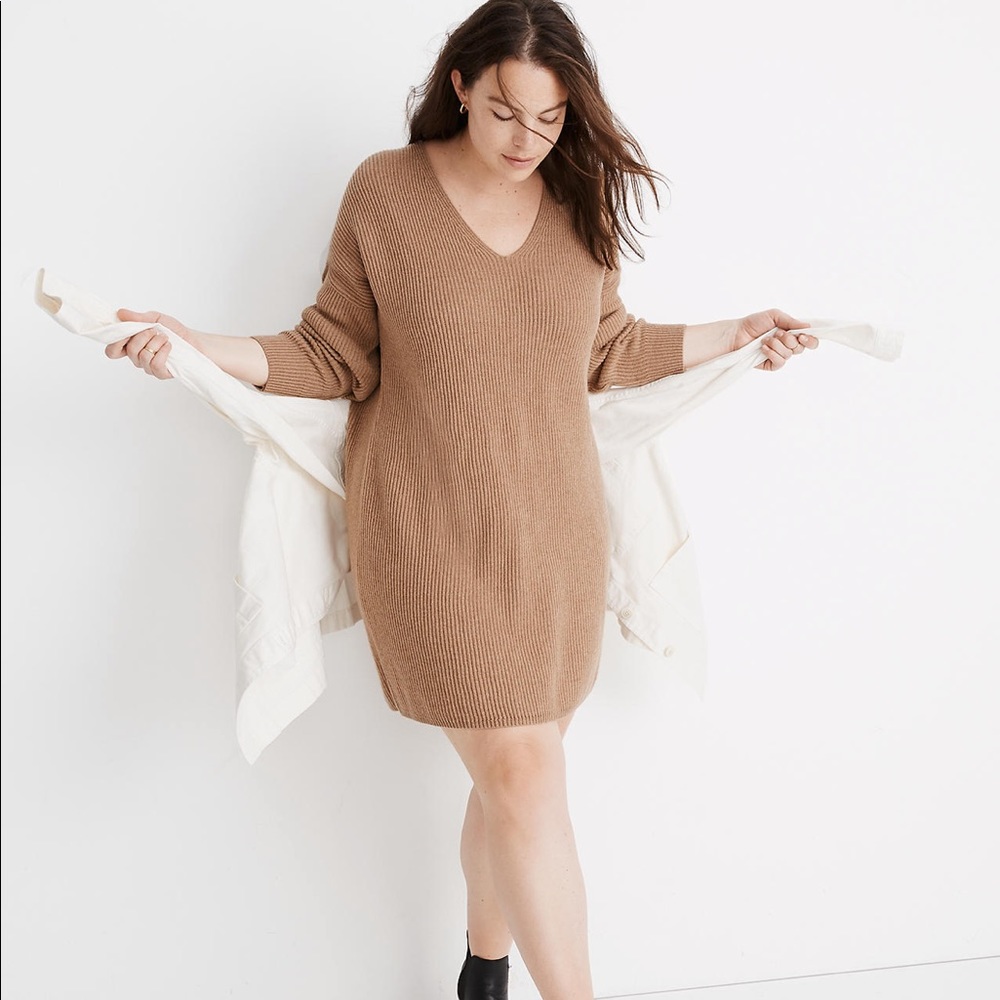 NWT Madewell Relaxed V-Neck Sweater Dress - Picture 1 of 8